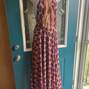 Red Halter Maxi Dress for Wedding Guest